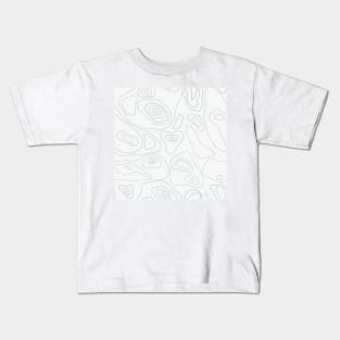 White & Blue Topography Pattern Kids T-Shirt